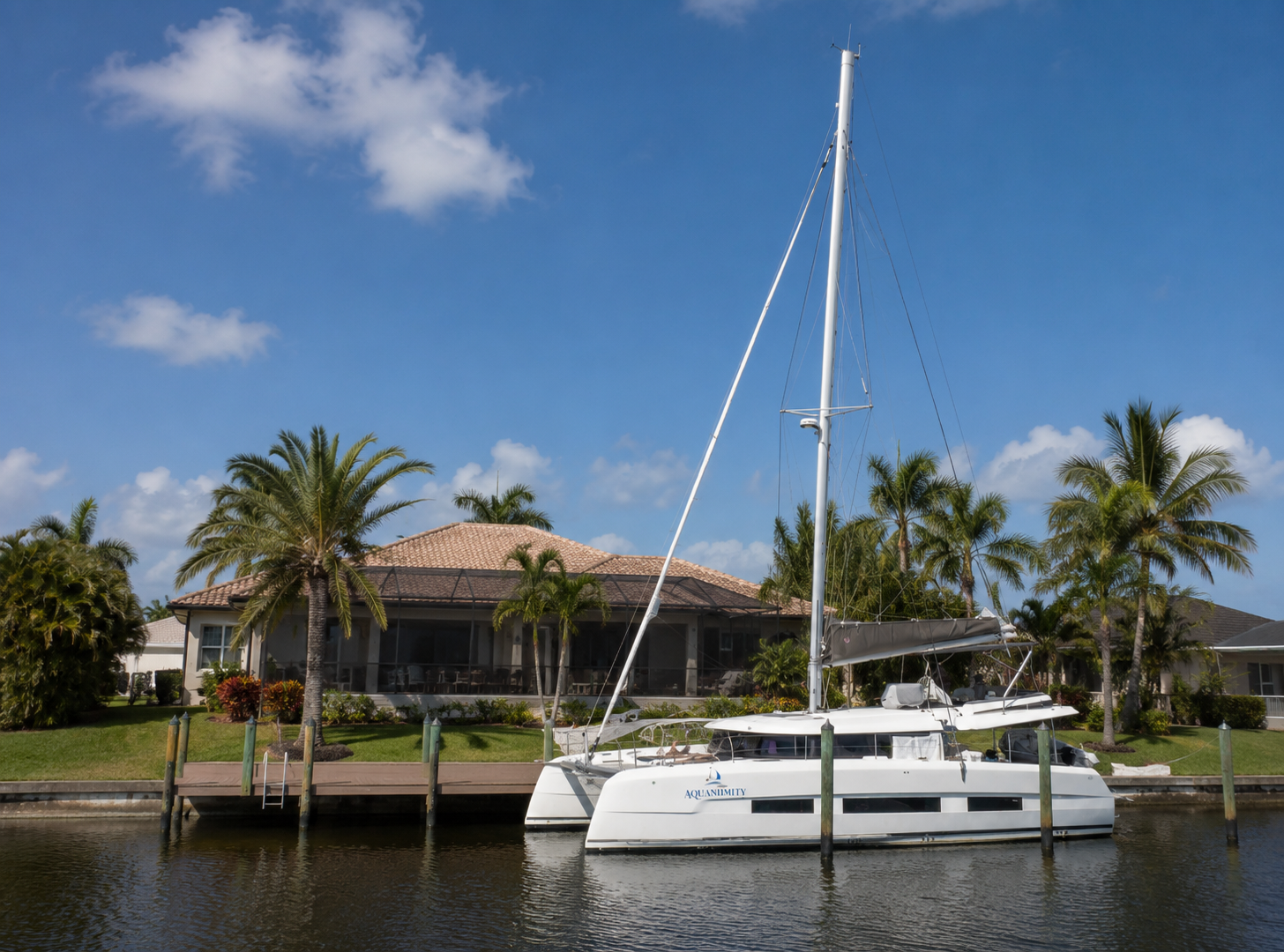 Catamaran shallow draft ideal for Punta Gorda canals
